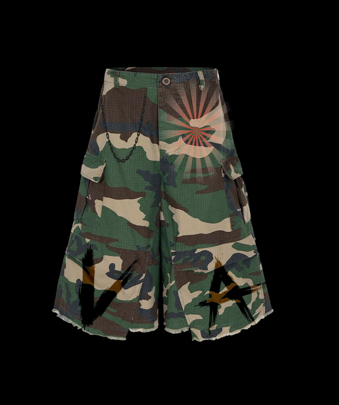 “Stompin” camo baggy shorts